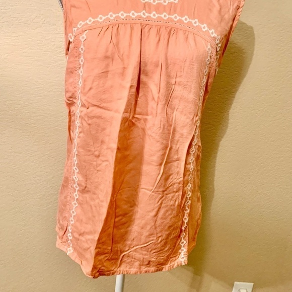 Boho Top Medium Bob Timberlake Peach Coral White Embroidered Trim Eyelet Details - Picture 4 of 13
